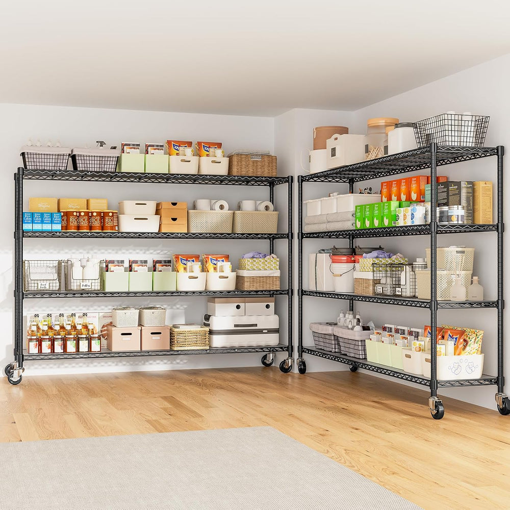 60'' W Heavy Duty Shelving with Wheels, Adjustable Storage Rack