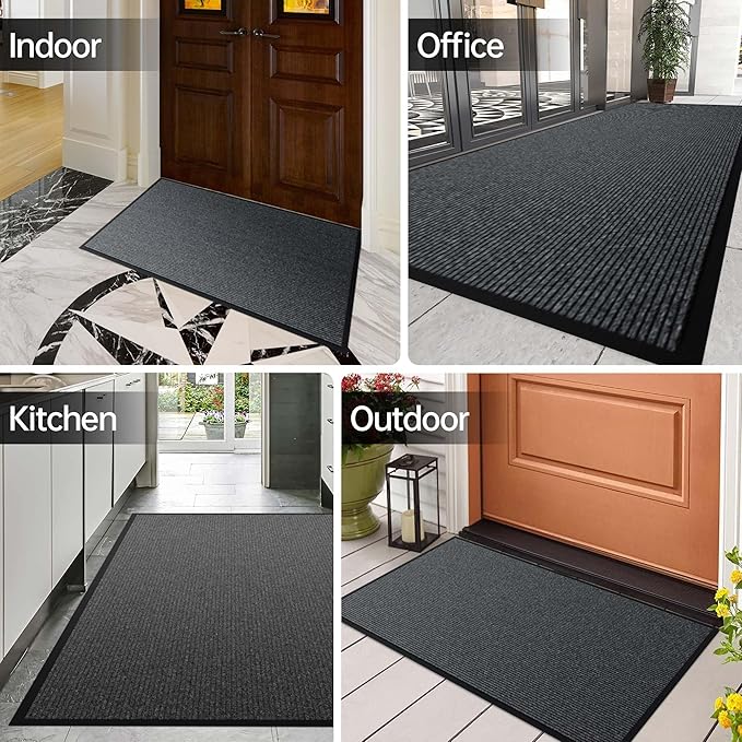 Front Door Mat, Commercial Floor Entrance, Low Profile, Durable Rubber Backing