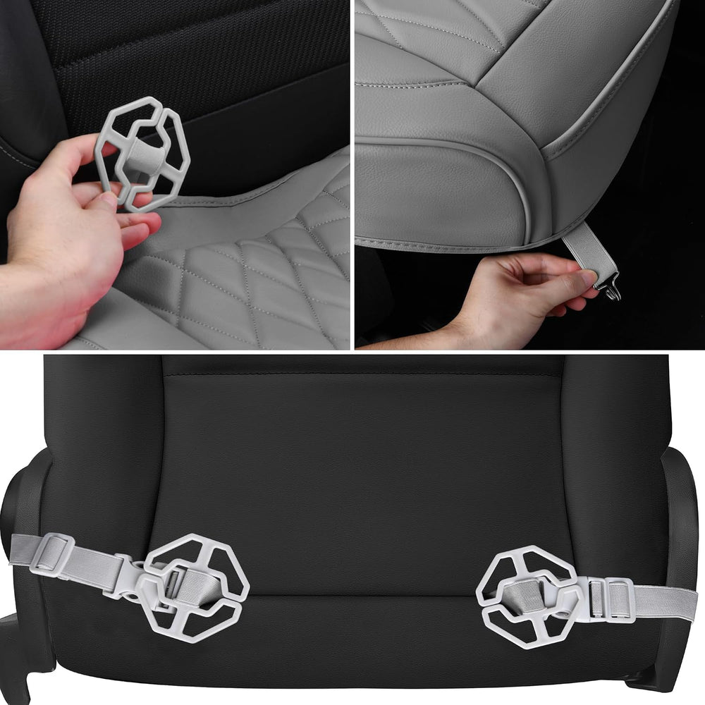 CAR PASS 2 Pack Leather Front Car Seat Covers, Bottom Seat Covers Full Wrappe...