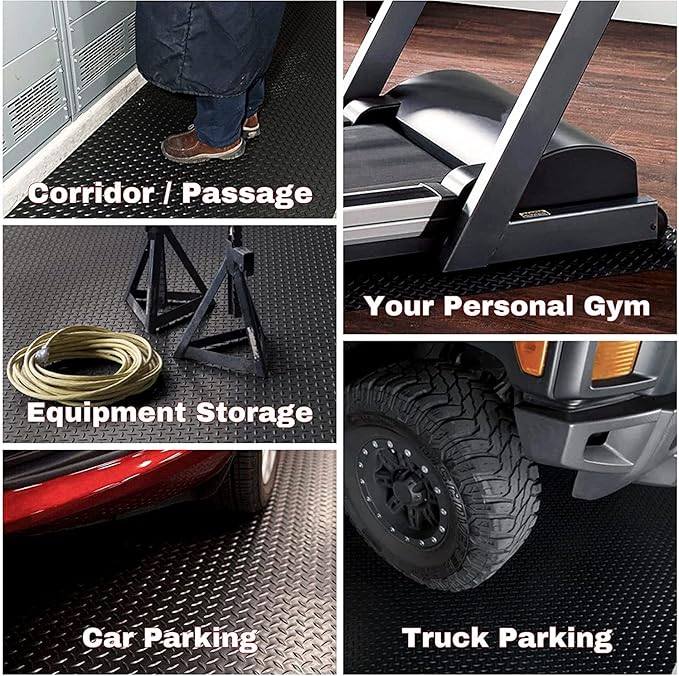 SEAL 5 x 10 Ft Premium Garage Floor Mat, Solid 2.8mm Thickened Black Commercial