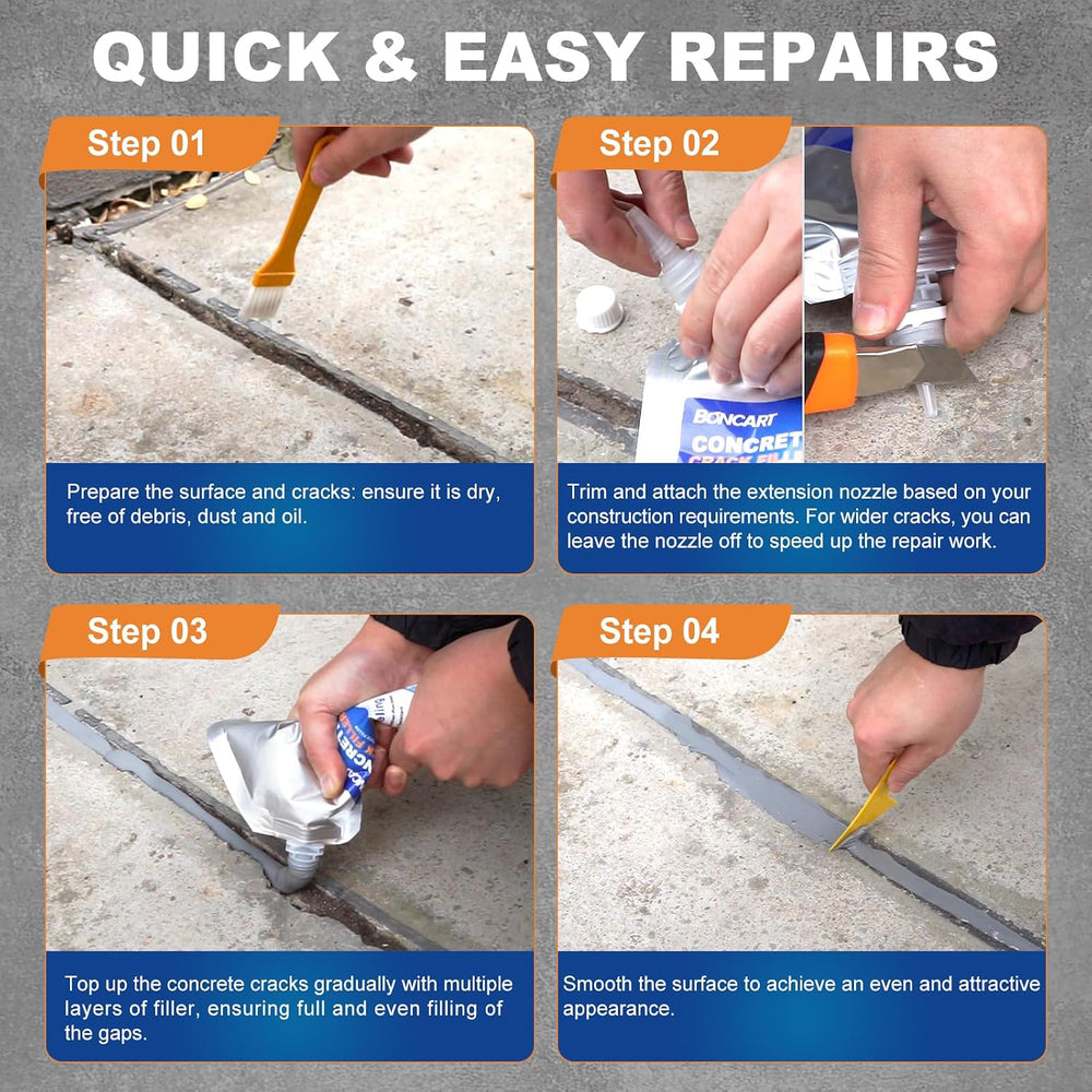 Concrete Crack Filler, Self-Leveling & Fast Drying, Waterproof, 39.57 Fl Oz