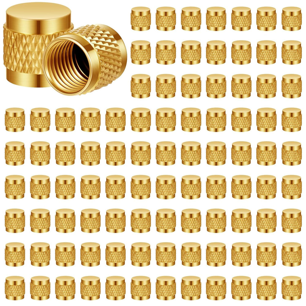 Yaocom 100 Pcs 1/4 Flare Brass Valve Cap HVAC Tool Bulk