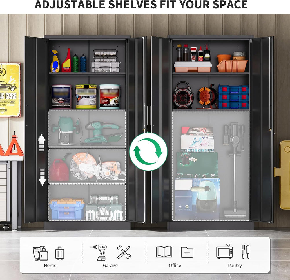 Metal Storage Cabinet with Locking Doors, 71" Tall Steel Locker Organize...