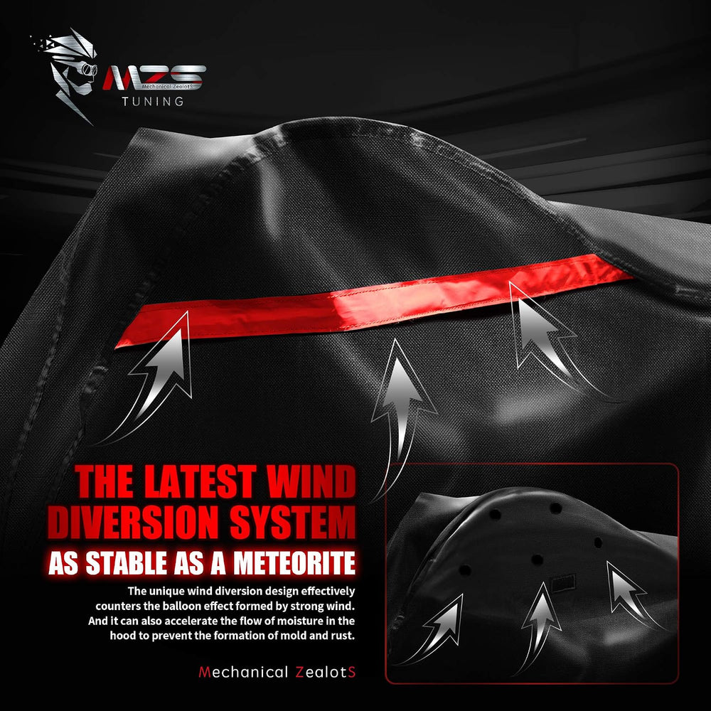 MZS Motorcycle Cover Waterproof Outdoor fits up to 86" Sport Bikes Cruiser