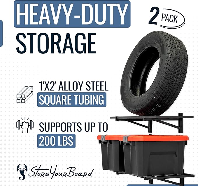 StoreYourBoard 2-Pack Heavy Duty Wall Shelves – Wall-Mounted Garage Storage