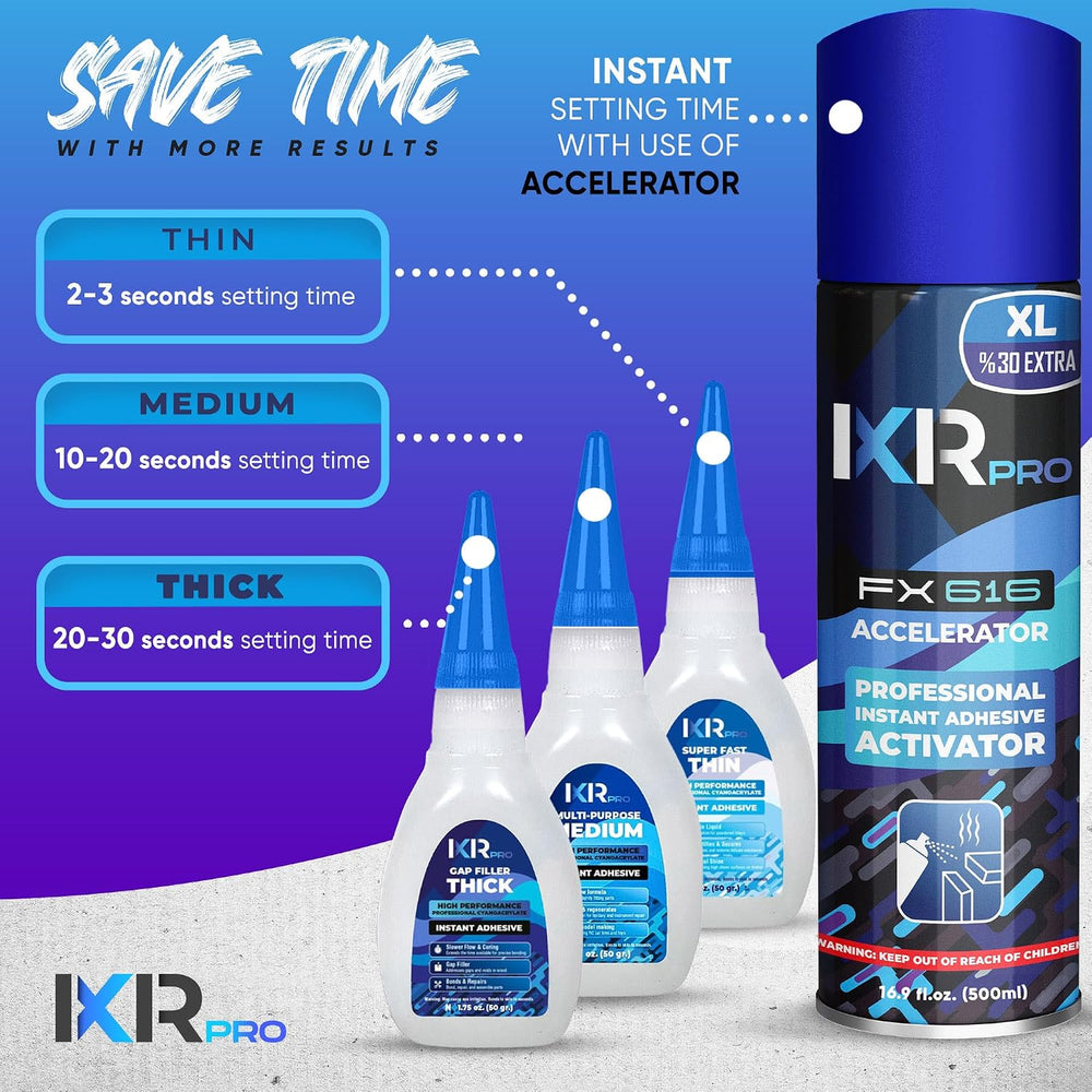 Glue with Activator 18x Thin Medium Thick Glue Kit 6x 16.9oz Accelerator