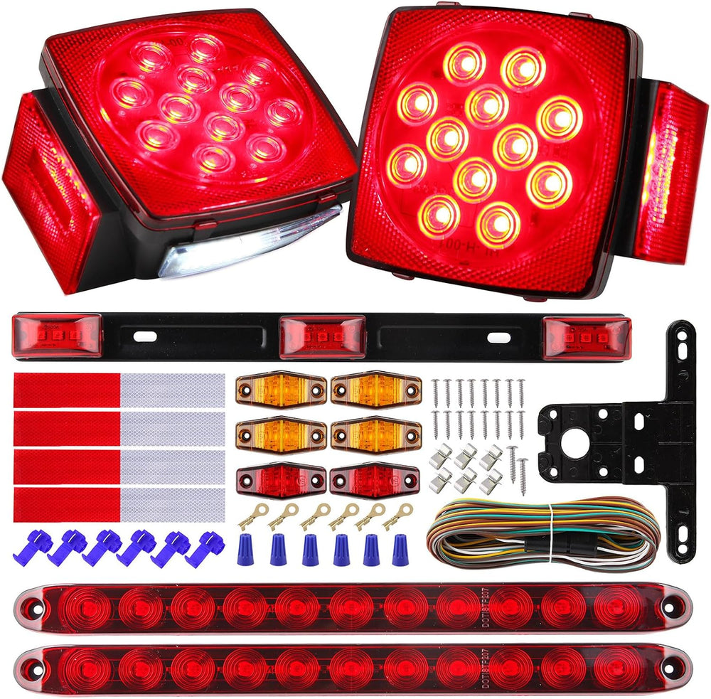 Partswcgg 12V Led Utility Trailer Tail Light Wire Kit w/25ft Wiring Harness