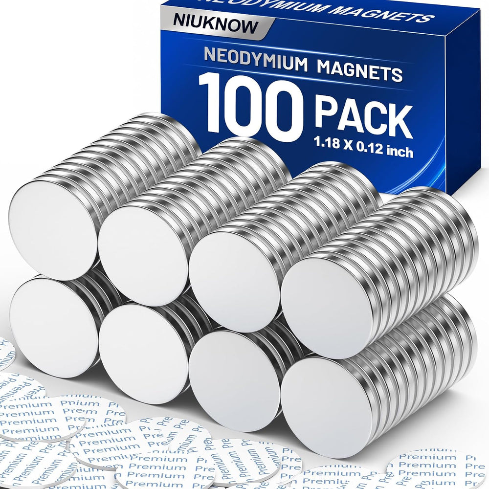 Magnets with Adhesive Backing, Silver Rare Earth Magnet, 100 Pack