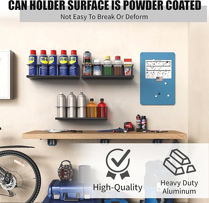 4 Pack Wall-Mounted Spray Bottle Holder, Aerosol Spray Can Holder Storage Rack