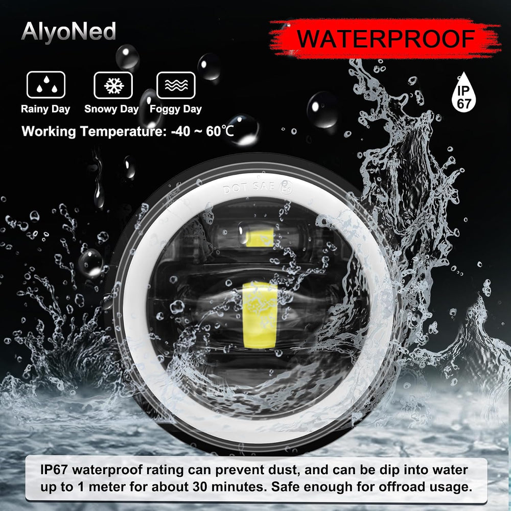 AlyoNed New Version 4.5" inch LED Fog Lights White Halo DRL DOT Kit Black