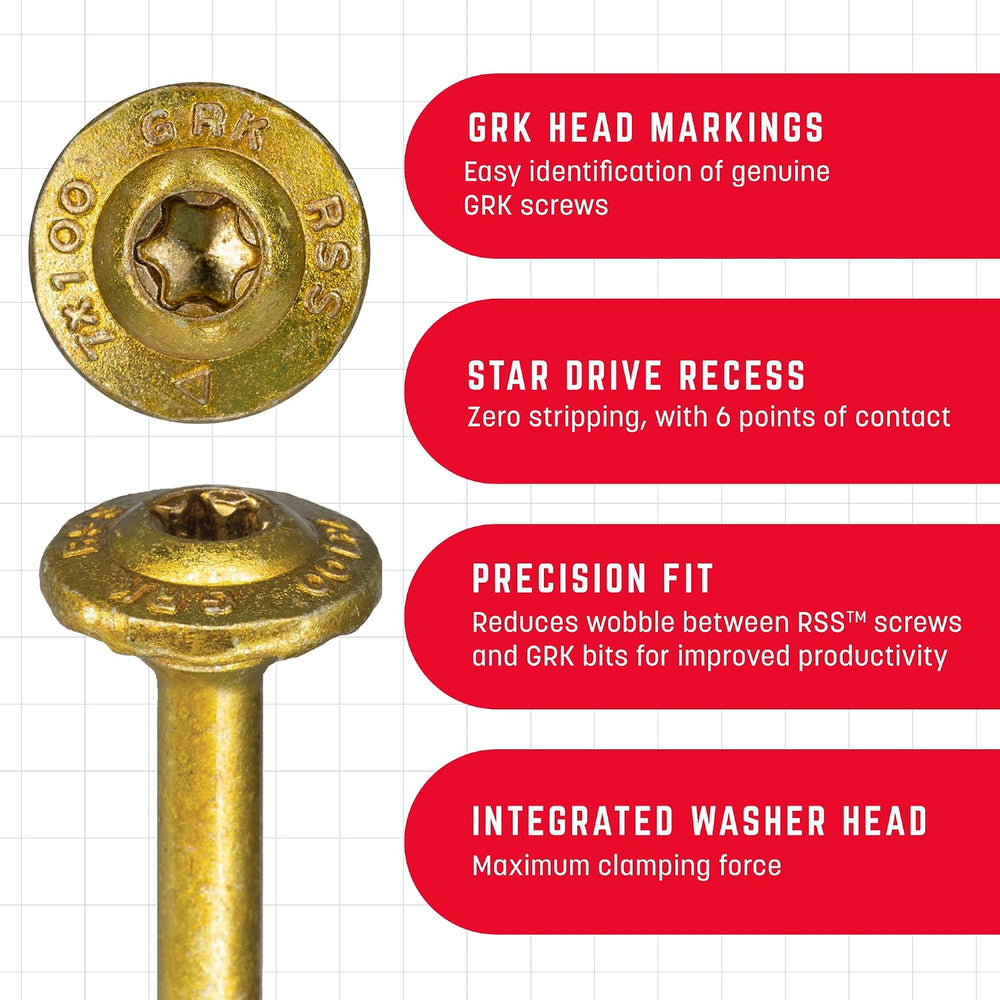 GRK 12221 5/16x3-1/8 Star Drive Washer Head Climatek Coated Steel RSS Rugged ...