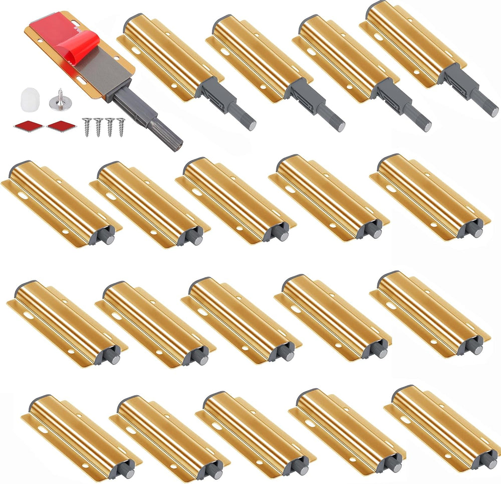 Push to Open Door Latch, 20 Pack Gold Magnetic Push Latches, Adhesive Heavy D...