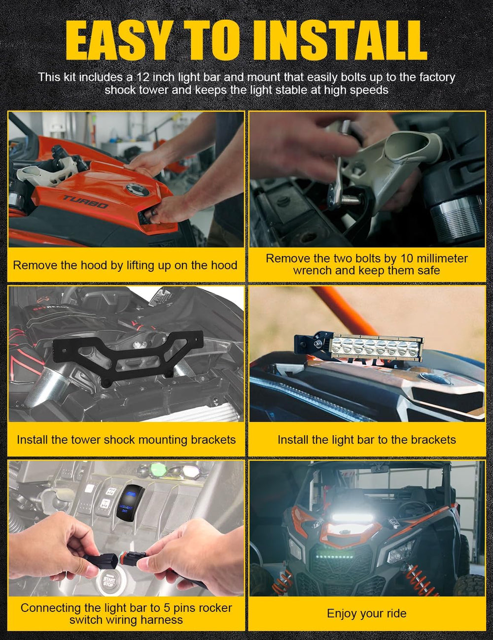 X3 Shock Tower Light Bar Mount Kit Compatible with Can-Am Maverick
