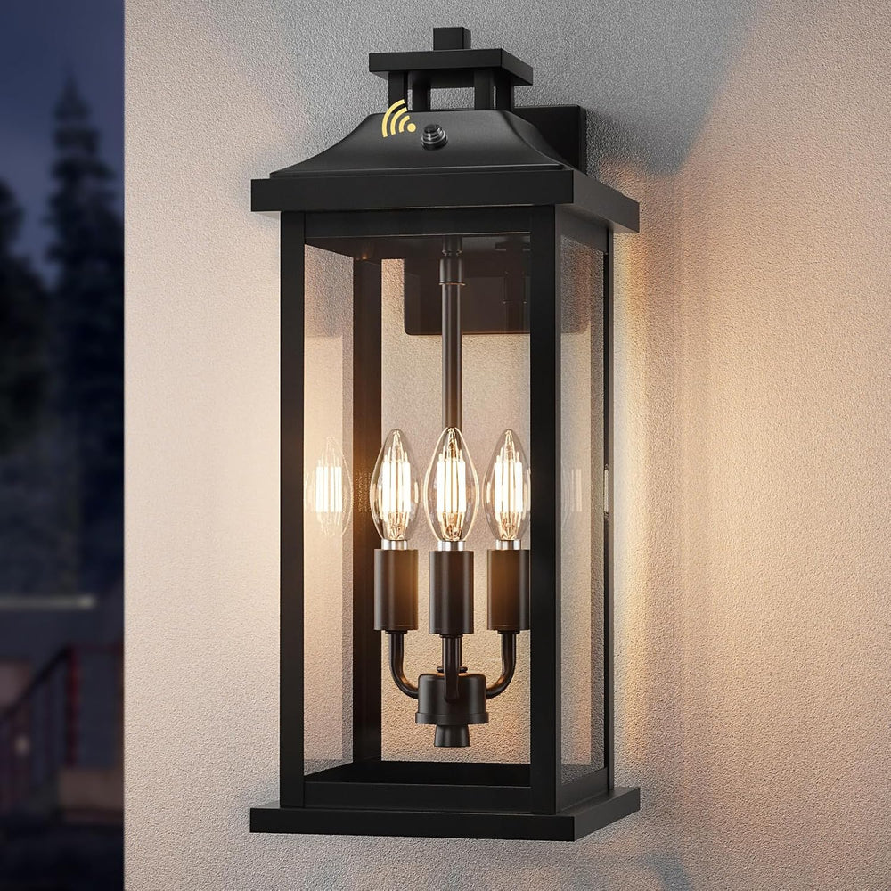20" Large Dusk to Dawn Exterior Wall Light Fixture 3-Light, Waterproof M...