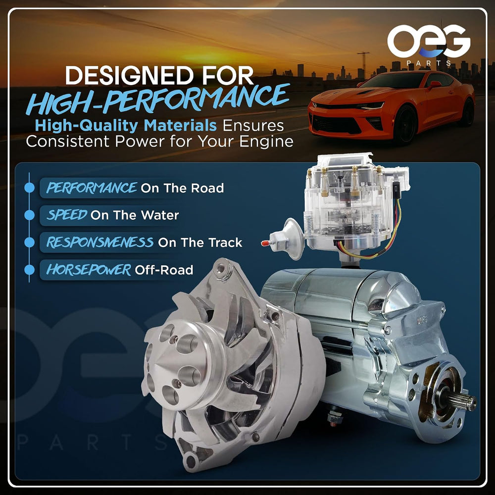 OEG Parts High Output 110A Chrome Alternator 1 Groove Pulley Self Exciting