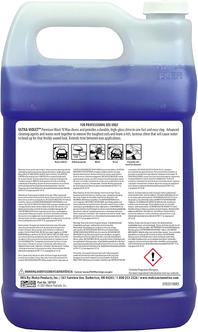 Malco Ultra Violet Premium Wash'n Wax – Best 2-In-1 Car Wash and Wax/Clea...