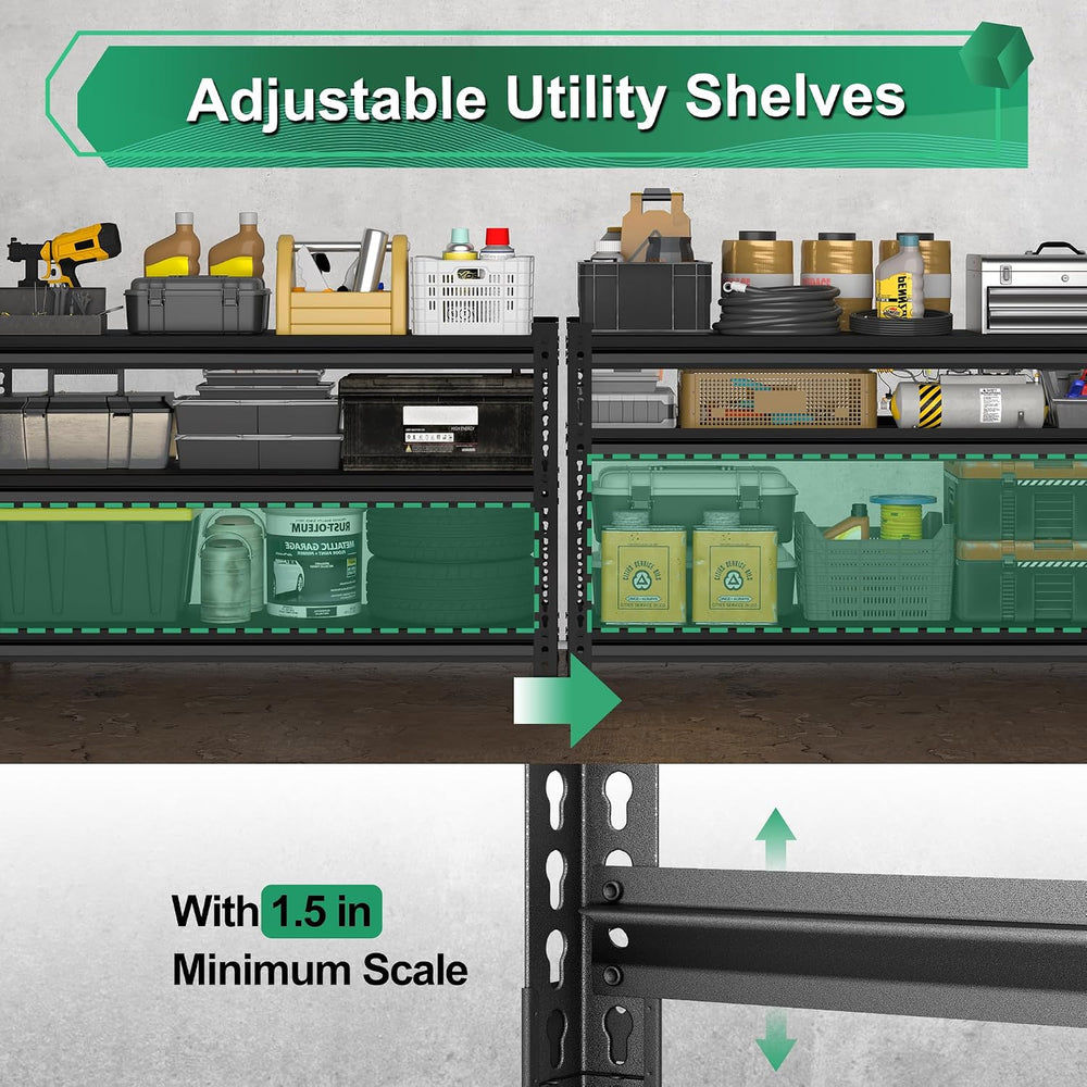 Storage Garage Shelving Units: 47.2" W x 15.7" D x 39" H Black