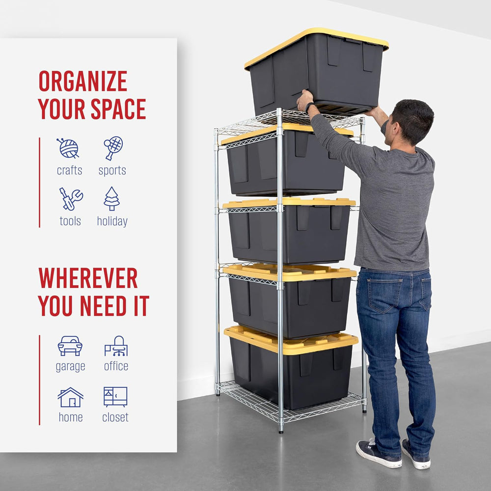SafeRacks 27 Gallon Tote Storage Rack, 5-Tier NSF Steel Bin Shelf, Silver