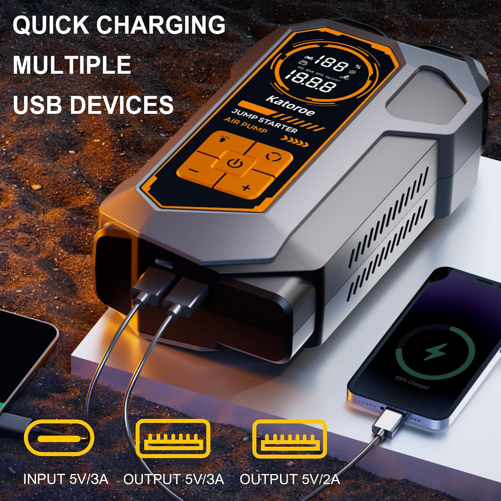 6000A Car Battery Jump Starter with Air Compressor 150PSI Tire Inflator