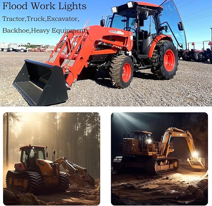 4.3" 12V LED Flood Lights 46W, 24 Volt Work Lights (2PCS)