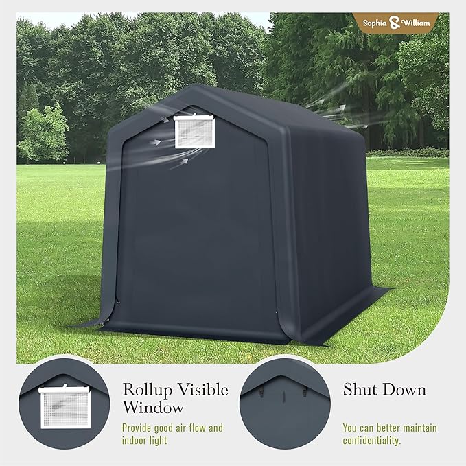 Sophia & William Outdoor Storage Shed Carport 6x10 ft Heavy Duty, Portable