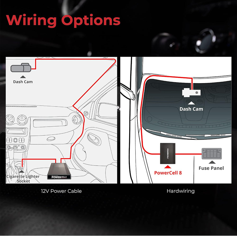 PowerCell 8 Dash Cam Battery Pack (with Spliced Hardwiring Kit for Thinkware ...