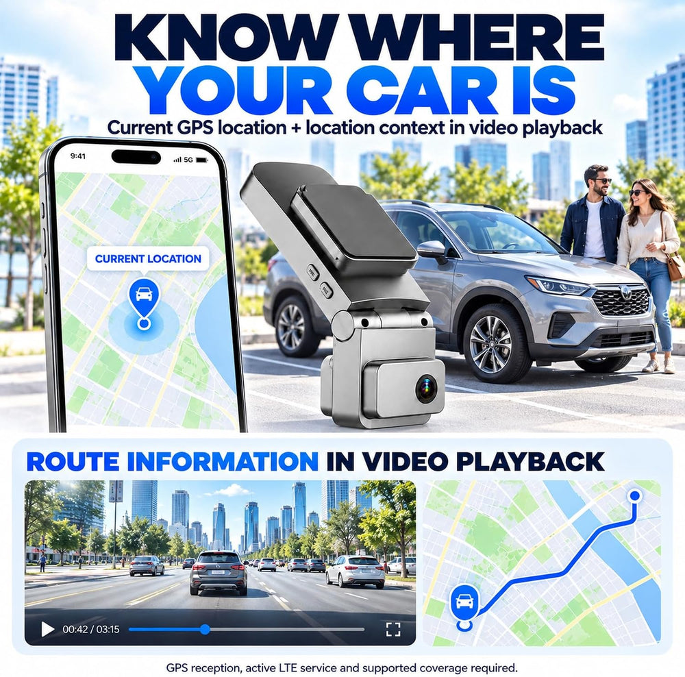 4G LTE Dash Camera for Car Vandalism Surveillance, Dual Dash Cam Live View