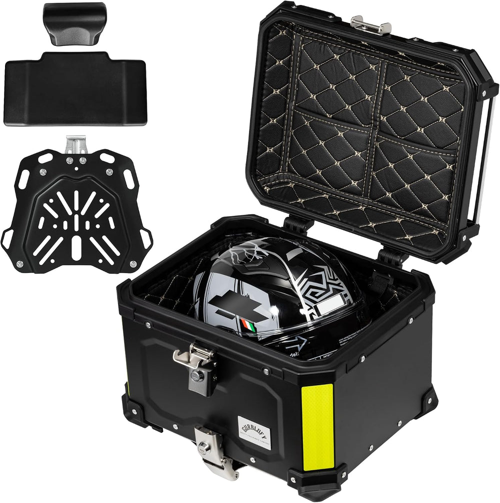Motorcycle Top Case, 45L Aluminum Motorcycle Trunk, Tail Box Bag
