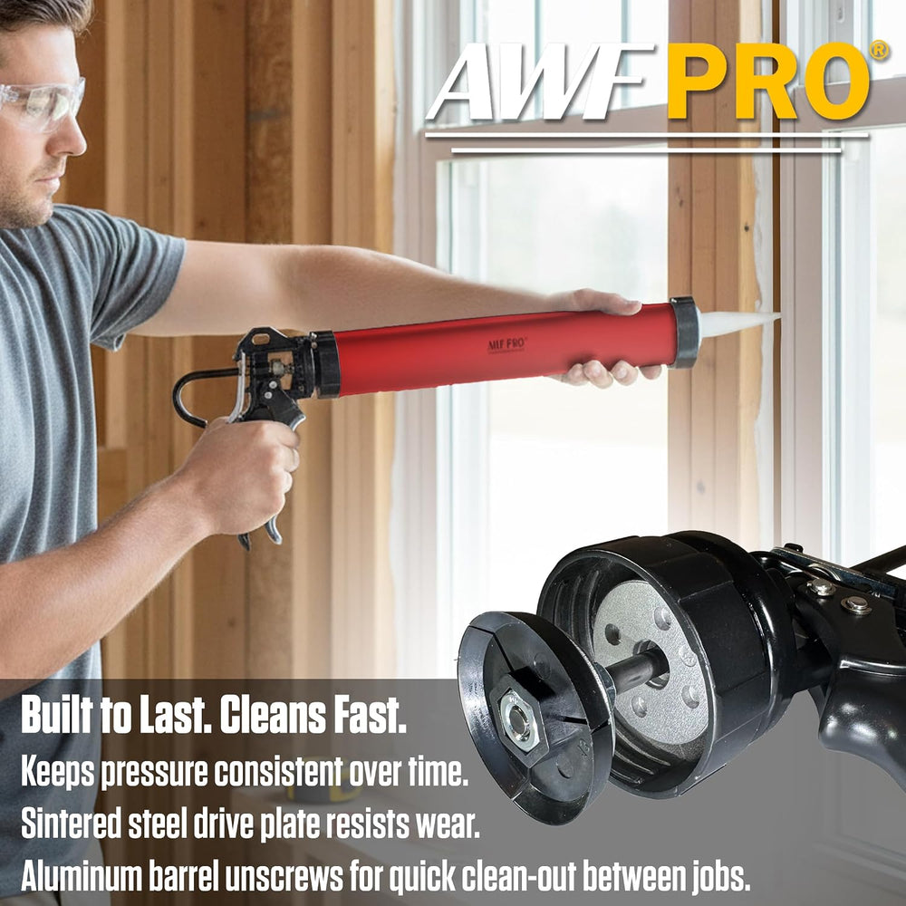 AWF PRO Sausage Caulking Gun 20 oz, 25:1 Thrust Ratio