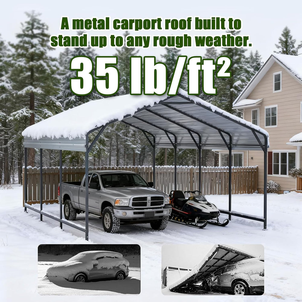 Metal Carport Heavy Duty 12x20ft Outdoor Galvanized Steel Car Port, Vehicle C...