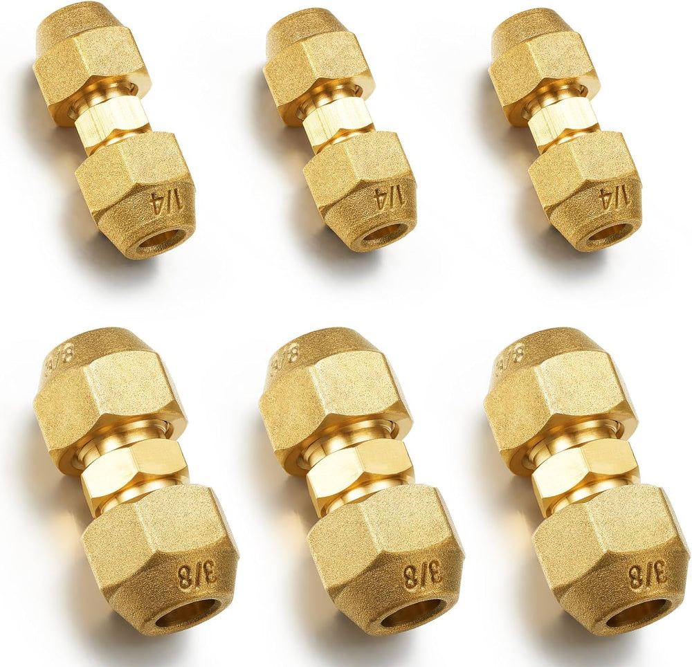 Relaxweex 6 Pcs 1/4" 3/8" Copper Flare Coupling Connectors with Nut...