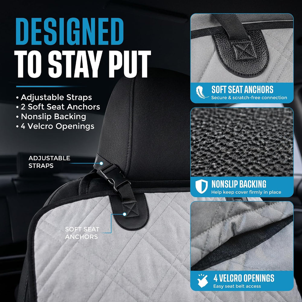 Bulldogology Dog Car Seat Cover Waterproof Heavy Duty Bench Dog Hammock Backs...