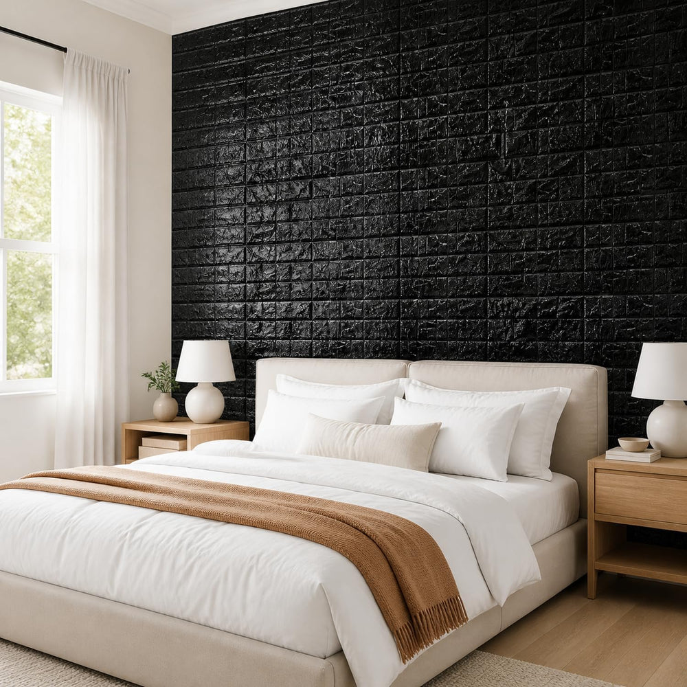 30 Pcs 3D Wall Panels Peel and Stick Wallpaper Foam, Black