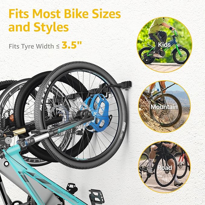 monTEK Enhanced Bike Storage Rack, Adjustable 4-Bike and 2-Helmet Hangers
