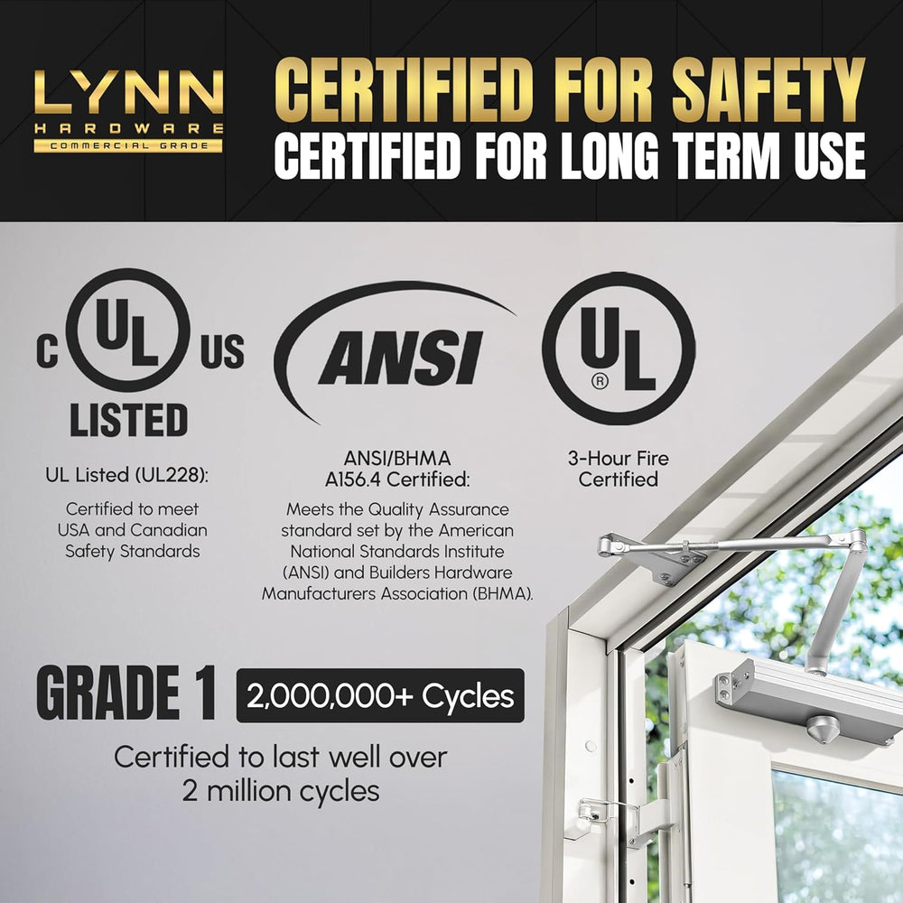 LYNN HARDWARE Medium/Heavy Duty Commercial Door Closer with Speed Controls