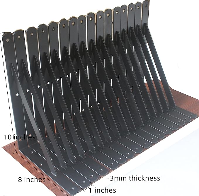 20 Pack L10 x H 8" Black Heavy Duty Shelf Brackets