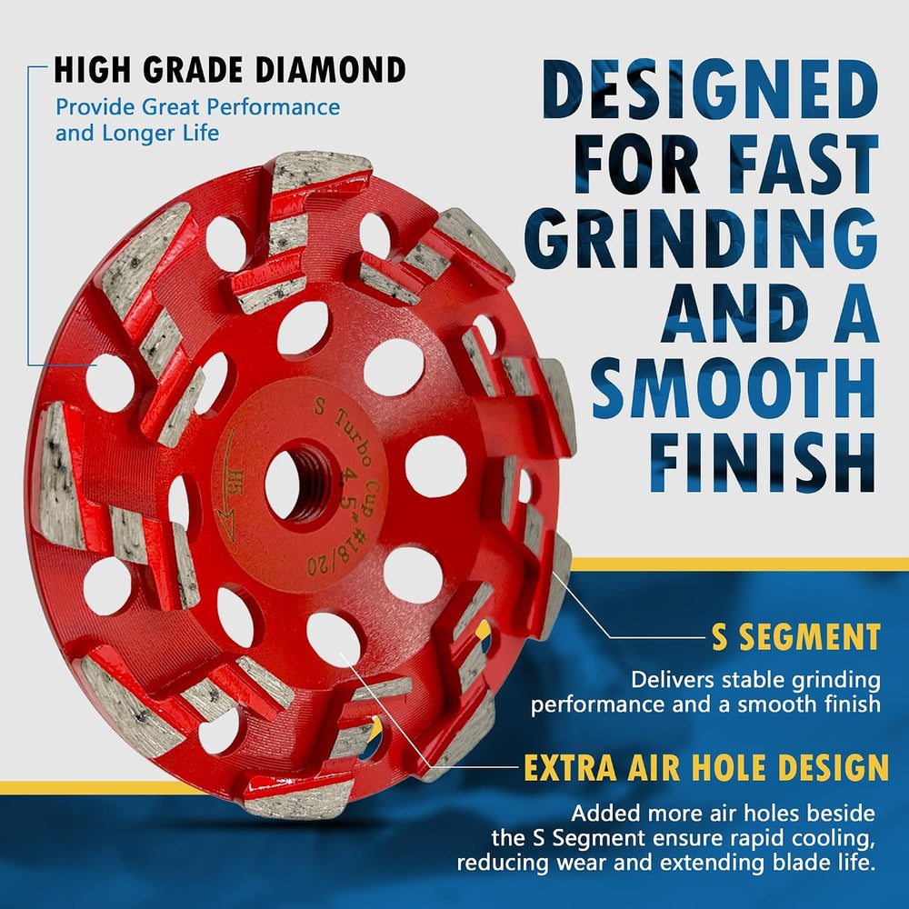 4.5" Diamond Grind Wheel S Seg Concrete & Coating 5/8"-11 Threa...
