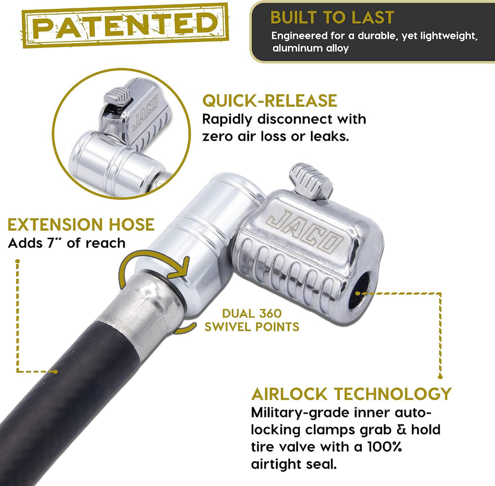 JACO Lightning L2X Quick-Connect Locking Tire Inflator Air Chuck Attachment