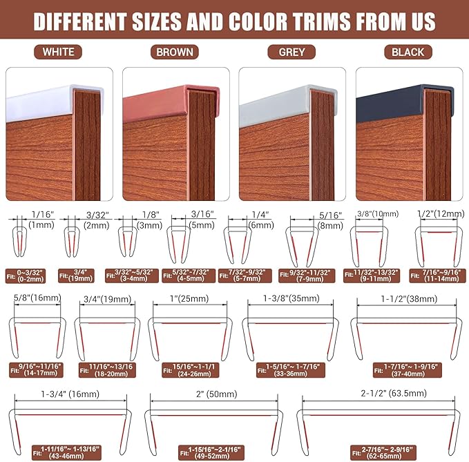 Rubber Edge Trim, Flexible Self-Adhesive U Shaped Peel and Stick Edge Banding