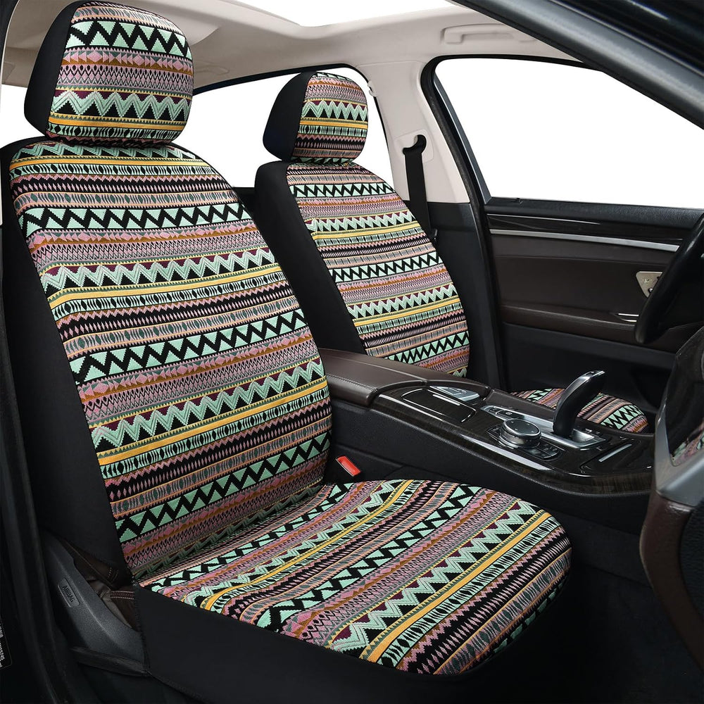 Baja Saddle Blanket Front Car Seat Covers Boho Striped Woven Covers