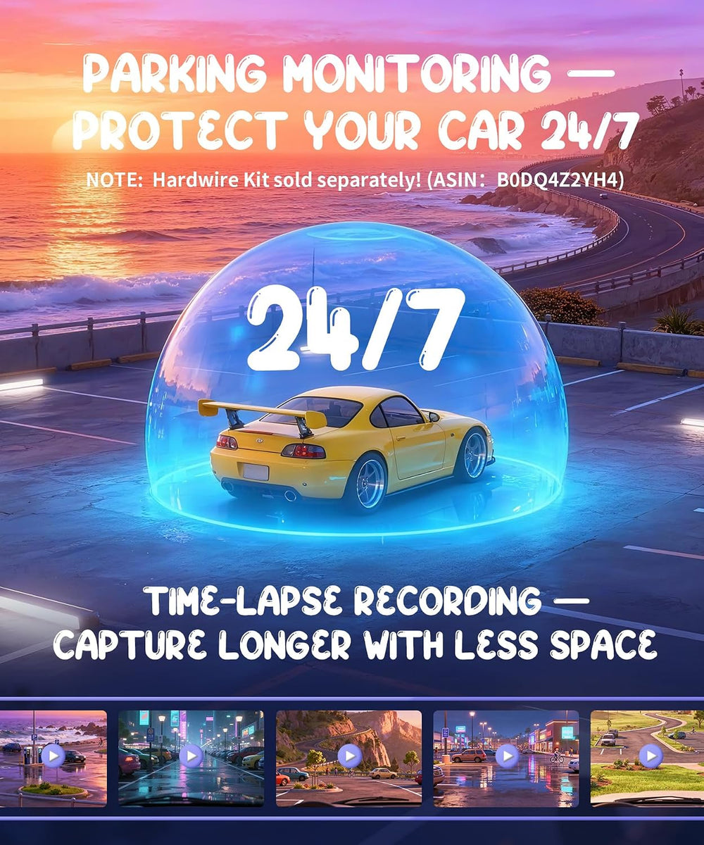 KAWA Dash Cam 2K, Mini Spherical with Voice Control & WiFi Car Camera