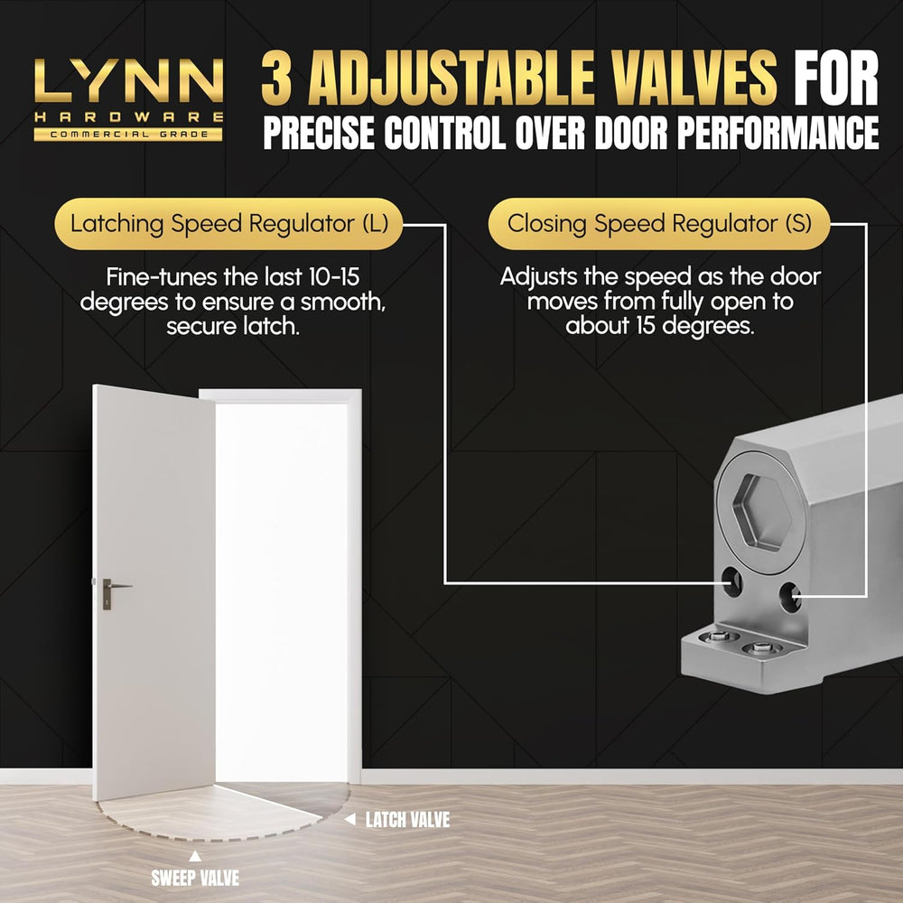 LYNN HARDWARE Light Duty Automatic Door Closer (Brass/Gold) - Highly Durable ...
