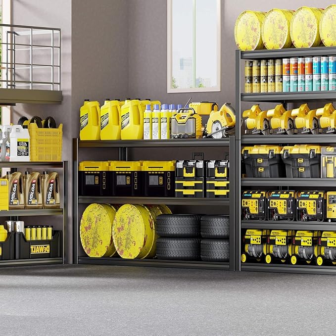 65" W Garage Shelving Heavy Duty, 6 Tier Garage Shelves, Adjustable Stor...