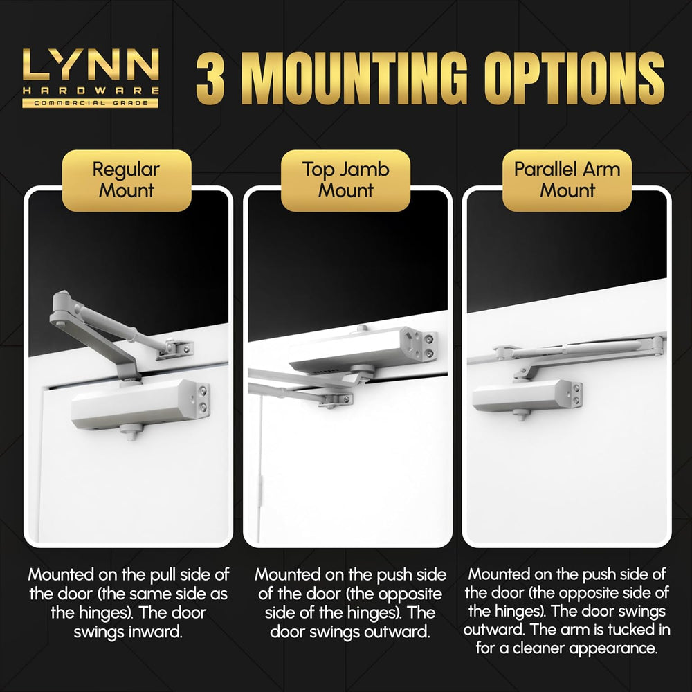 LYNN HARDWARE Extra Heavy Duty Commercial Door Closer, Closing Delay Timer