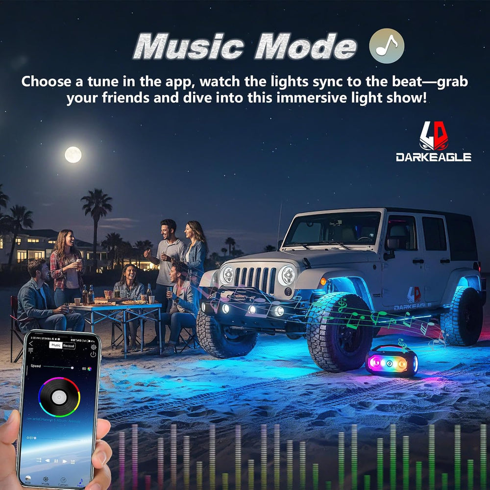 4Pods RGB LED Rock Lights Multicolor Underglow Accent Light Kit 12V