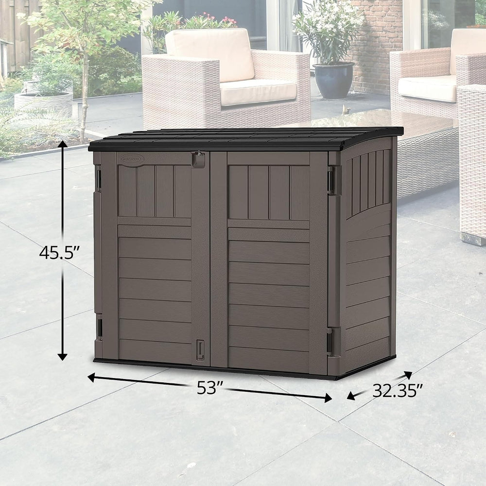 Suncast 34 Cu Ft Horizontal Storage Shed, Resin, Lockable, Stoney Black