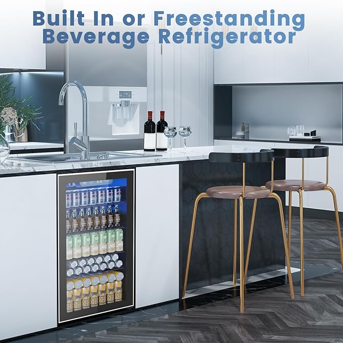 Mini Fridge 130 Can Beverage Refrigerator Cooler, 3.2 Cu.Ft Drink Fridge
