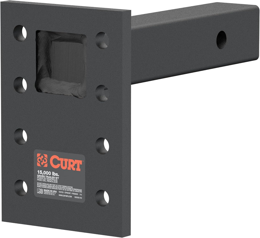 CURT 48325 Adjustable Pintle Mount for 2-Inch Hitch Receiver, 15,000 lbs., 6-...