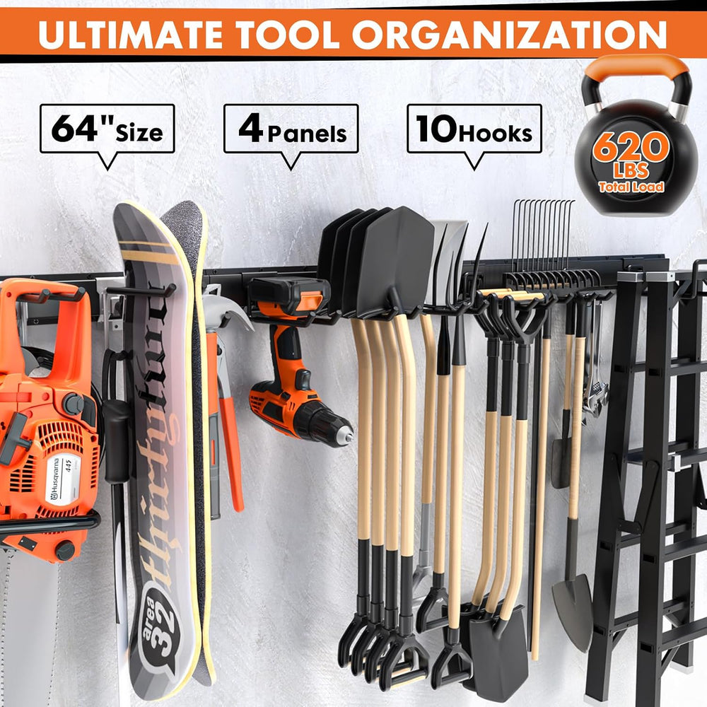 64'' Garage Tool Organizer Wall Mount, 620lbs Heavy Duty Metal Storag...