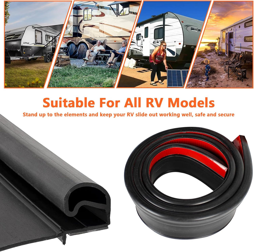 RV Slide Out Rubber Seal RV 2” Wiper Weather Stripping Seal & 1” EKD D Bulb